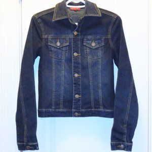 Like new! Slim fit stretch dark denim jean jacket